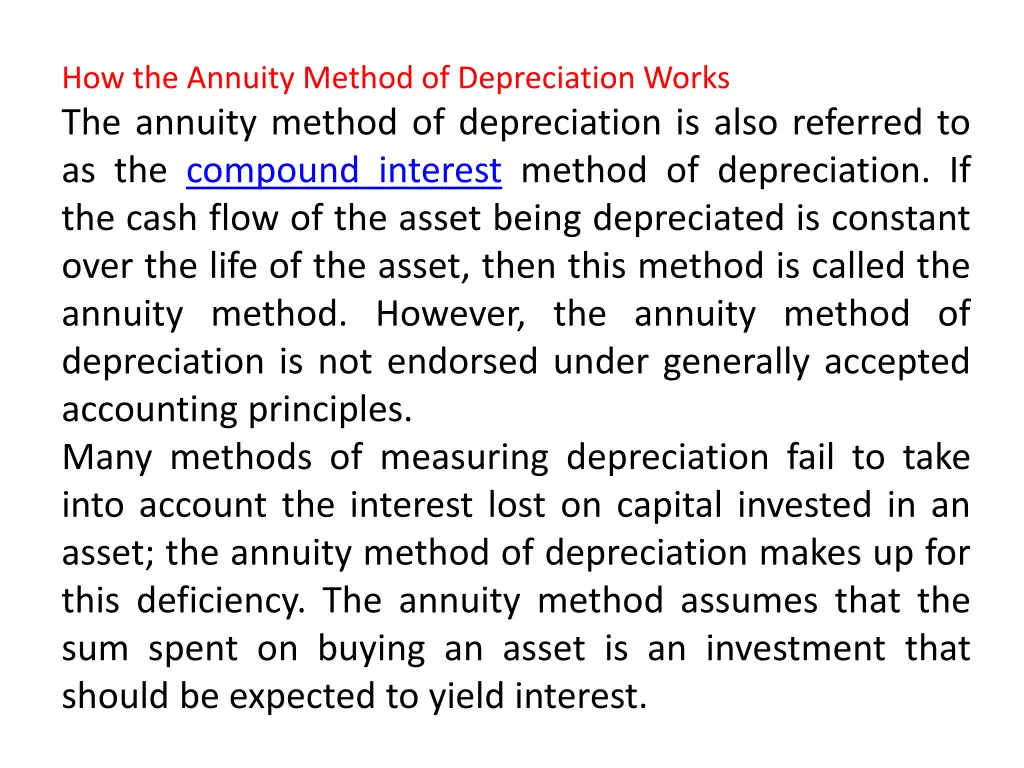 how the annuity method of depreciation works