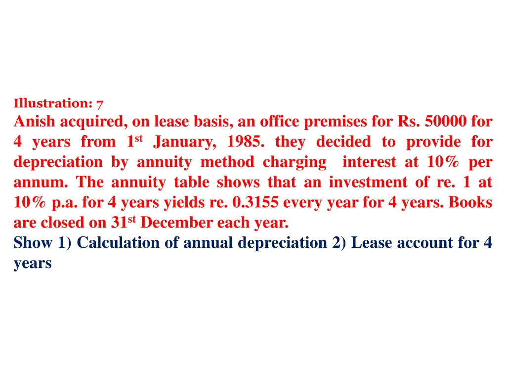illustration 7 anish acquired on lease basis