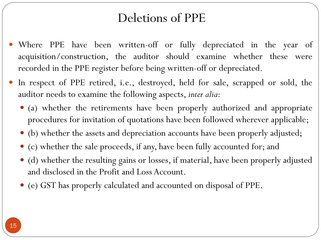 deletions of ppe