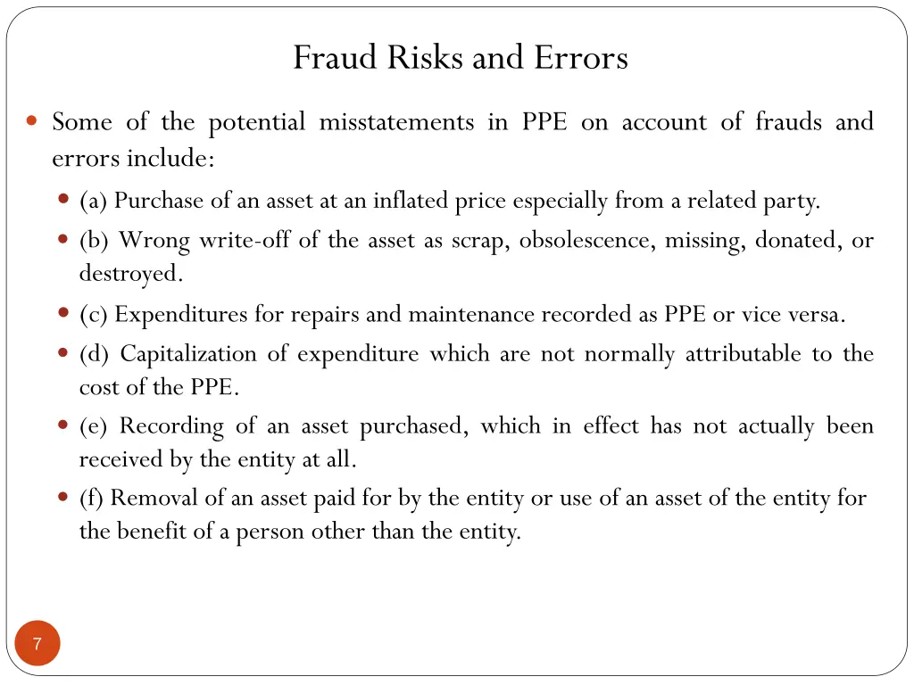 fraud risks and errors
