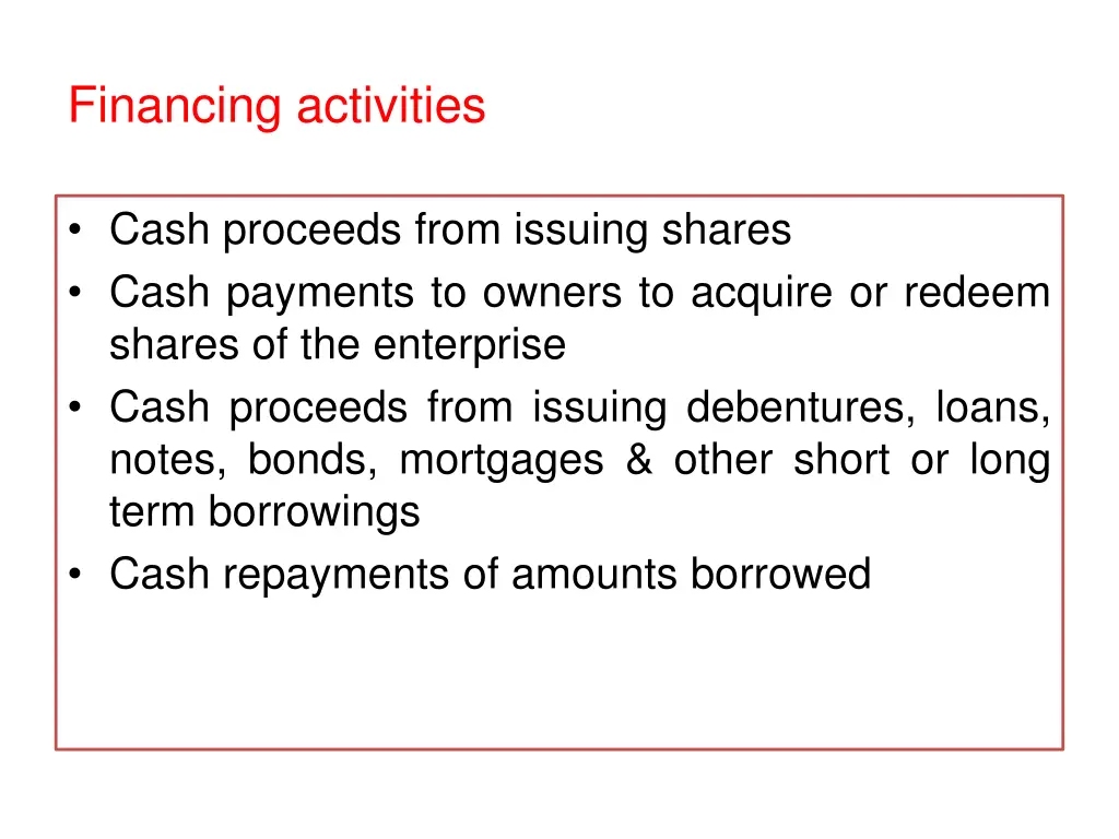 financing activities