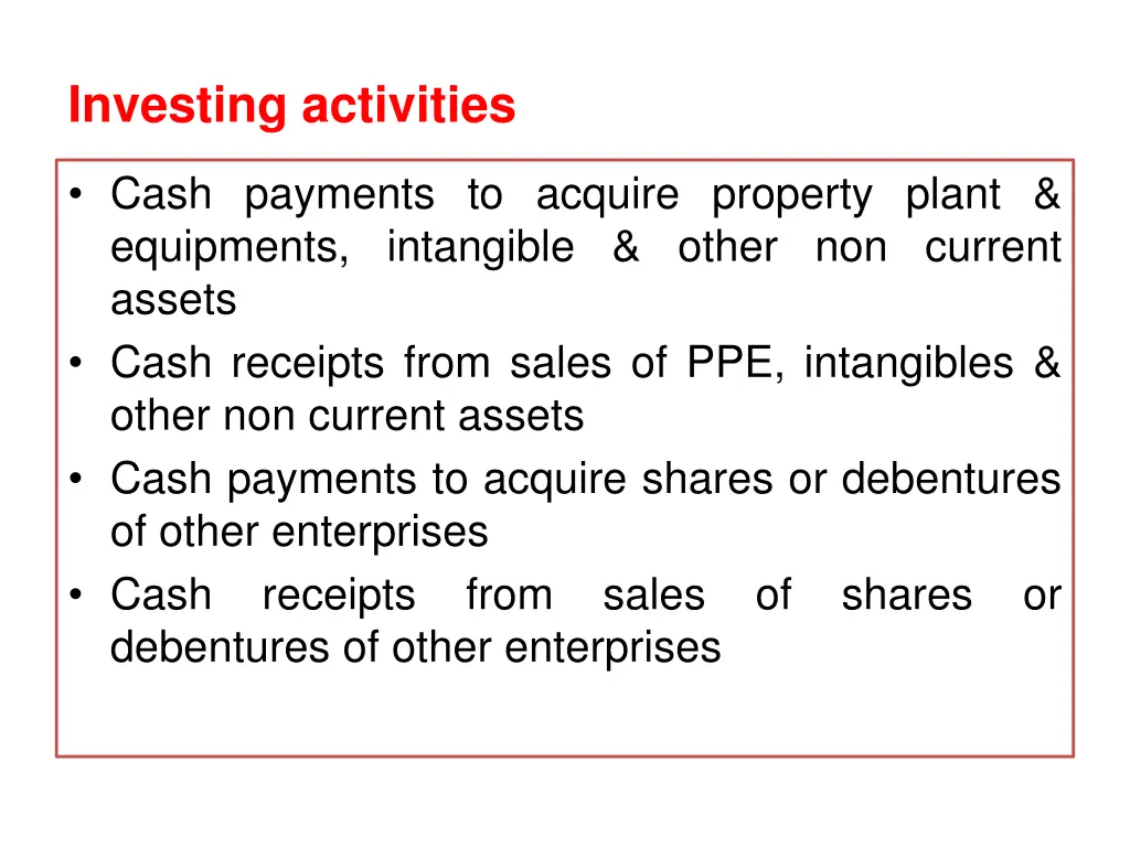 investing activities