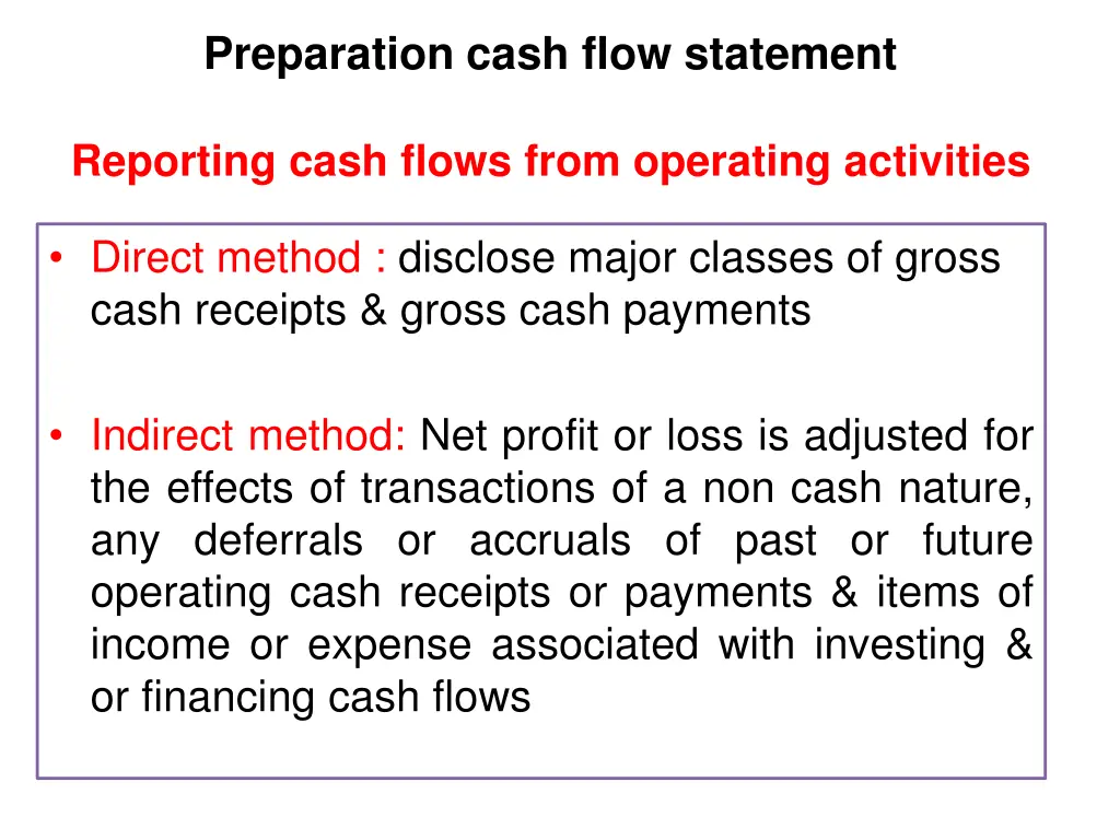 preparation cash flow statement