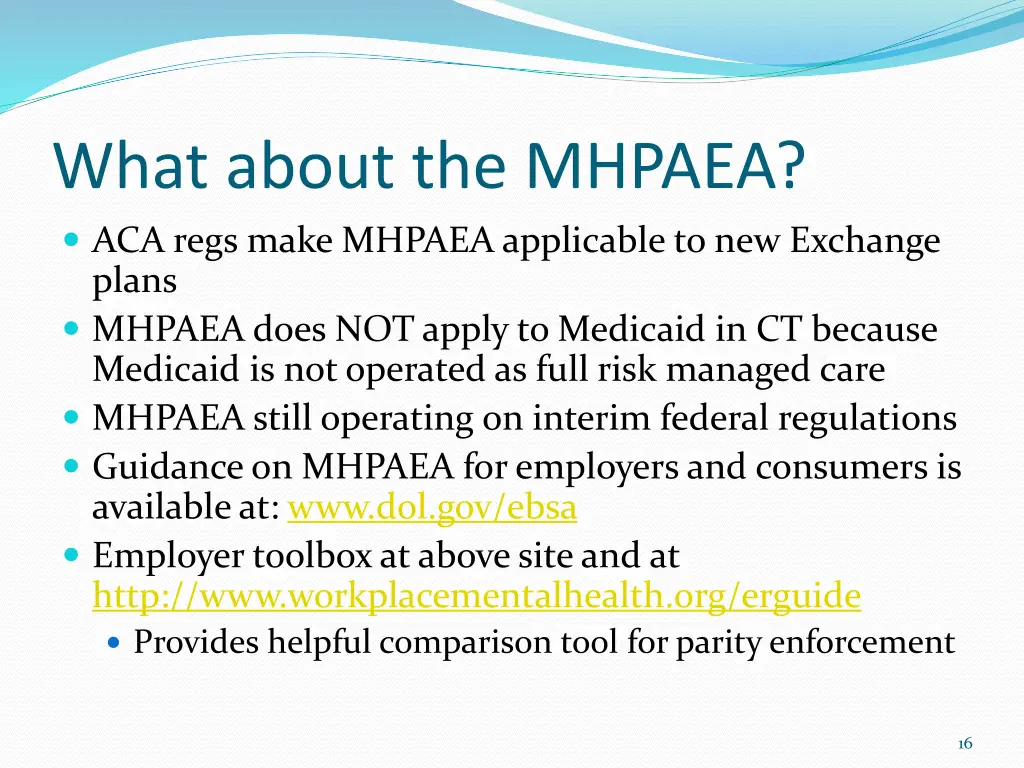 what about the mhpaea aca regs make mhpaea