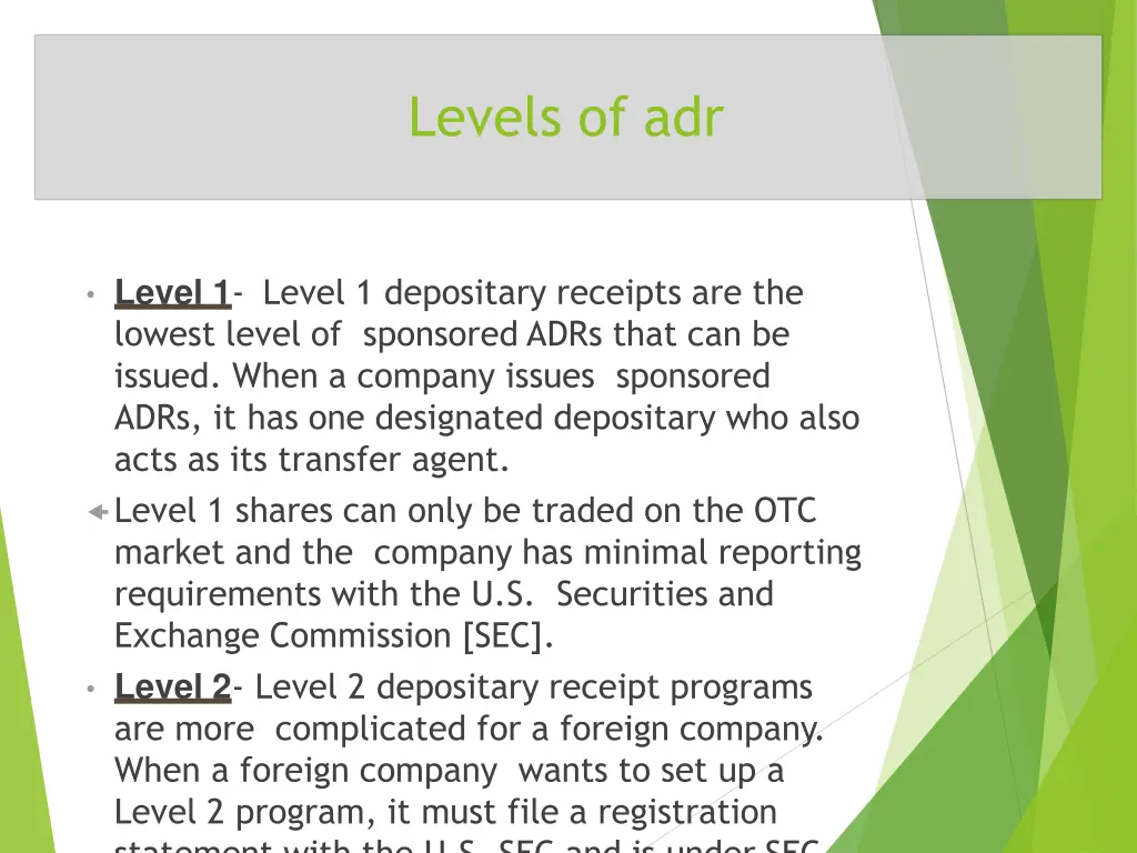 levels of adr