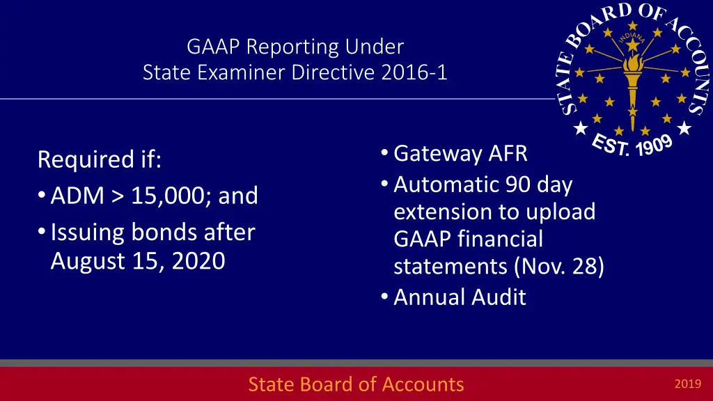 gaap reporting under state examiner directive