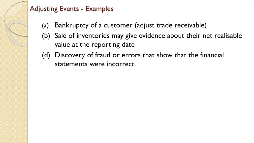 adjusting events examples