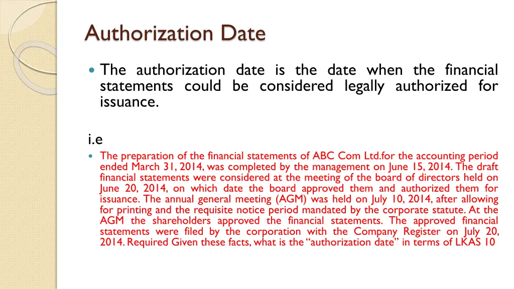 authorization date