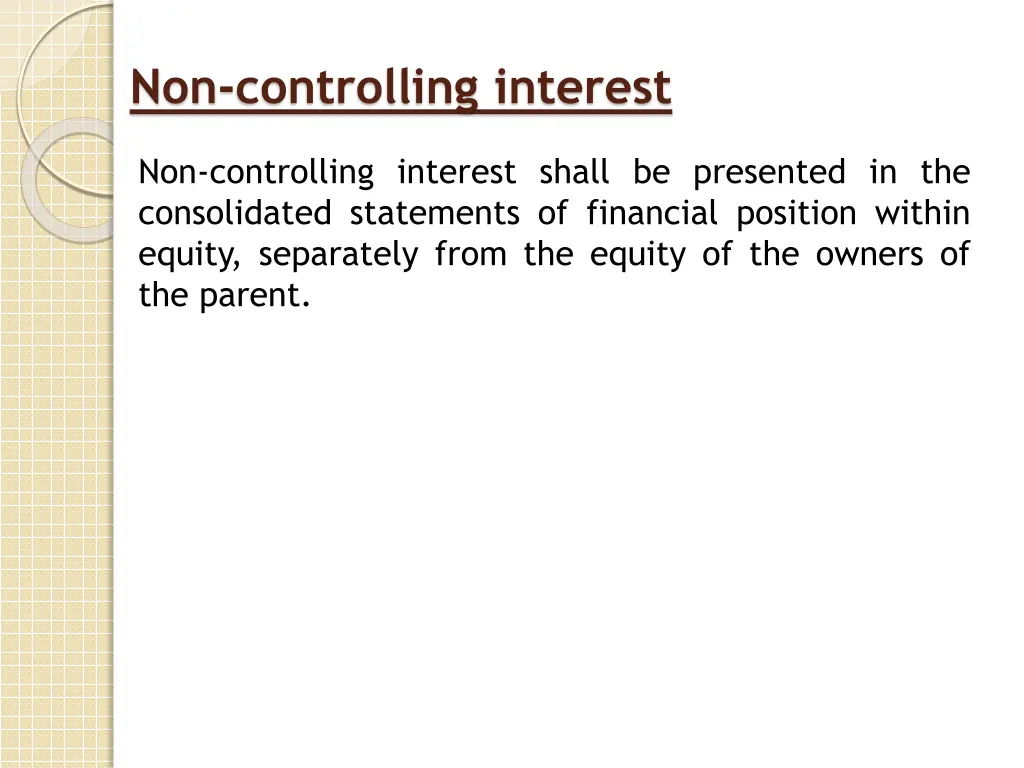 non controlling interest