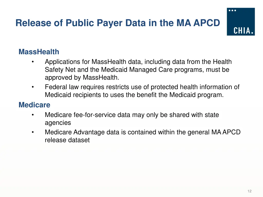 release of public payer data in the ma apcd