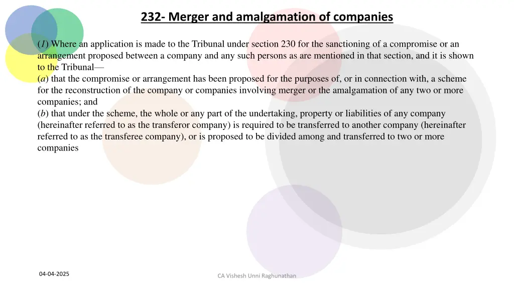 232 merger and amalgamation of companies