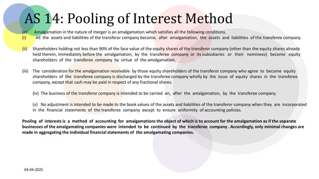 as 14 pooling of interest method