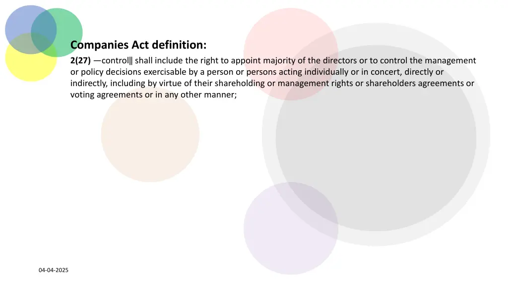 companies act definition 2 27 control shall