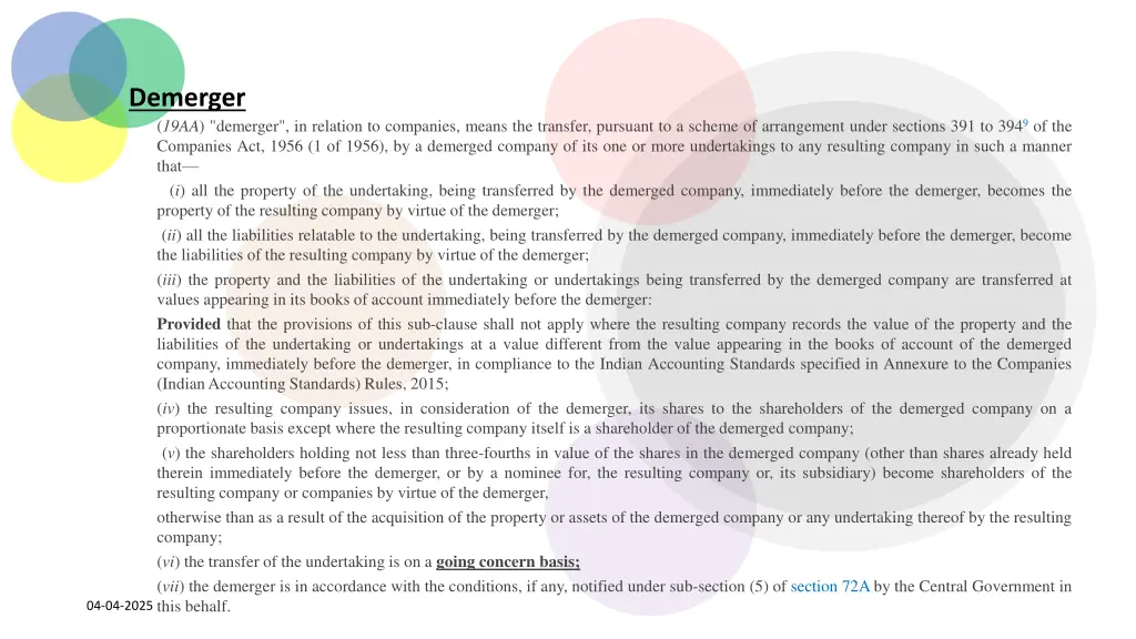 demerger 19aa demerger in relation to companies