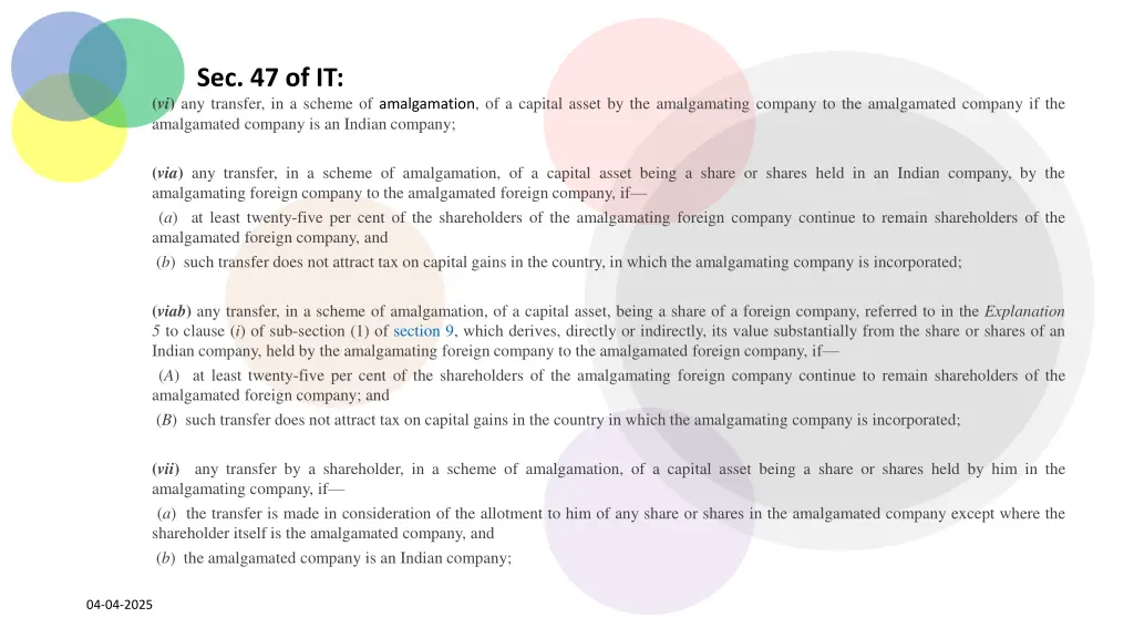 sec 47 of it vi any transfer in a scheme
