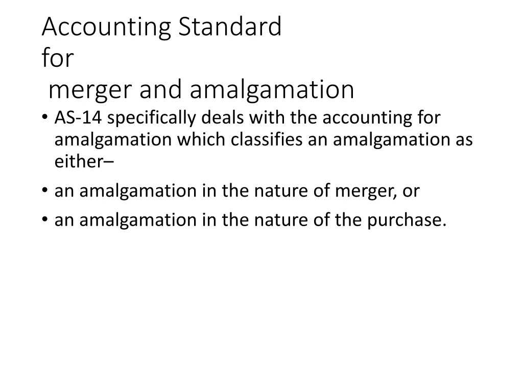 accounting standard for merger and amalgamation