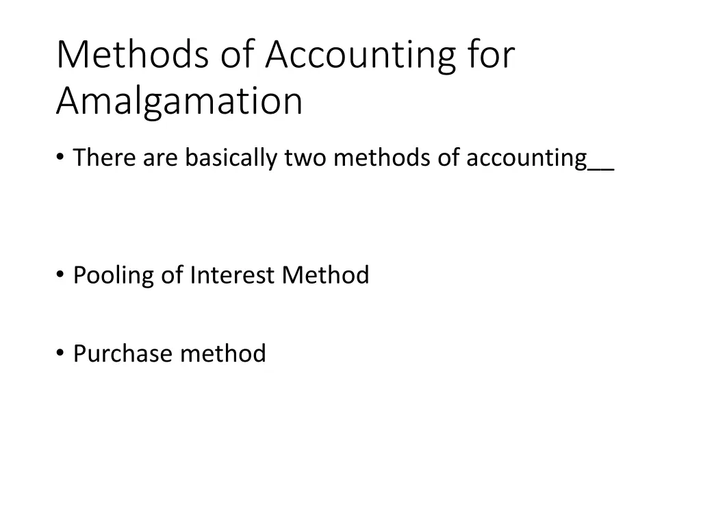 methods of accounting for amalgamation
