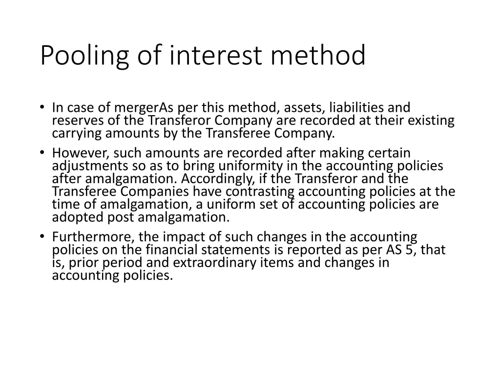 pooling of interest method