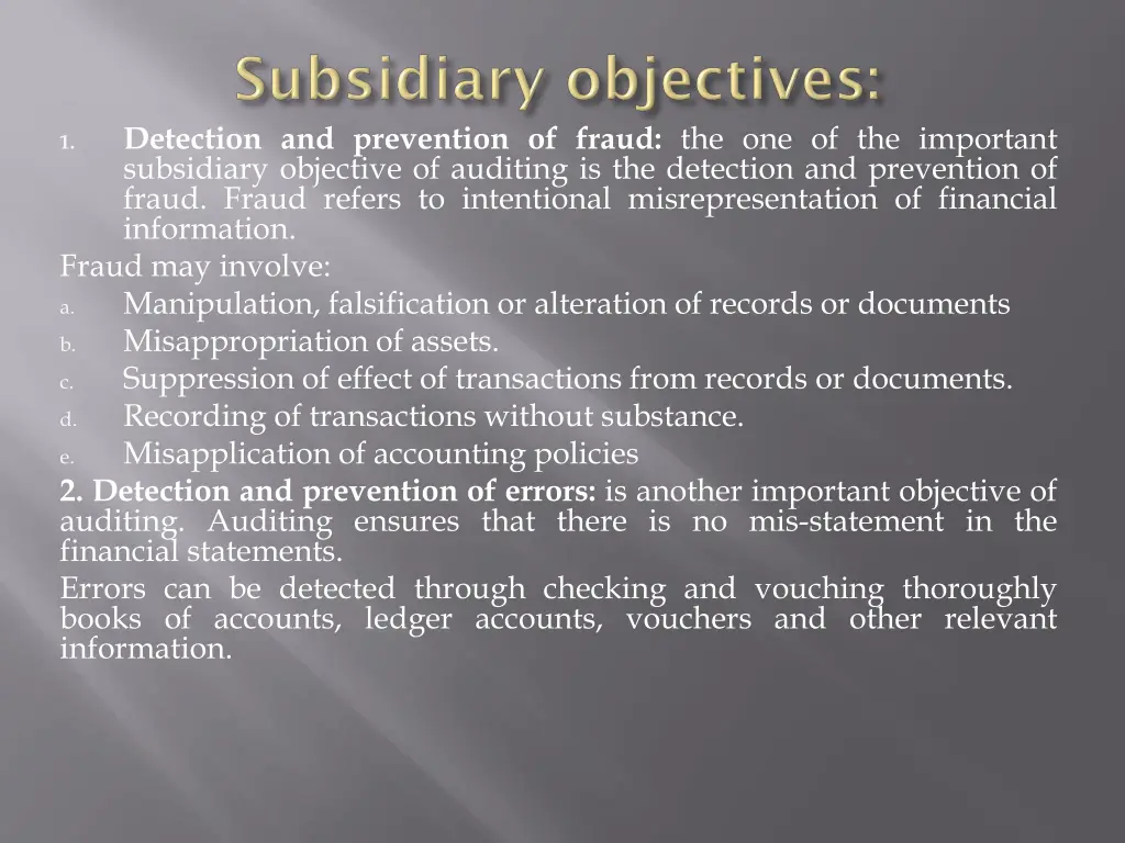 detection and prevention of fraud
