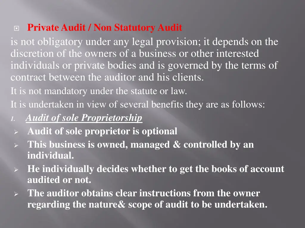 private audit non statutory audit