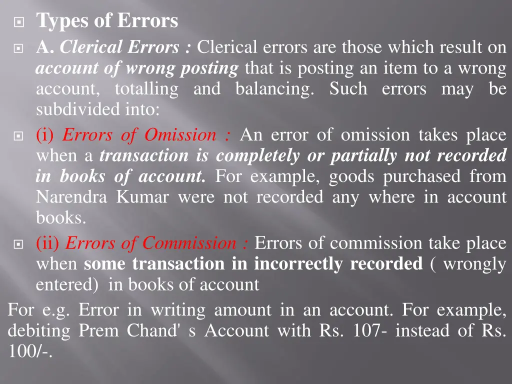 types of errors a clerical errors clerical errors