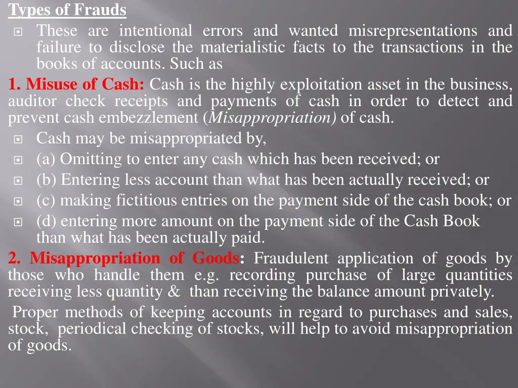 types of frauds these are intentional errors