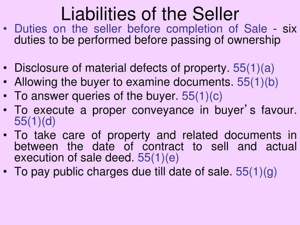liabilities of the seller