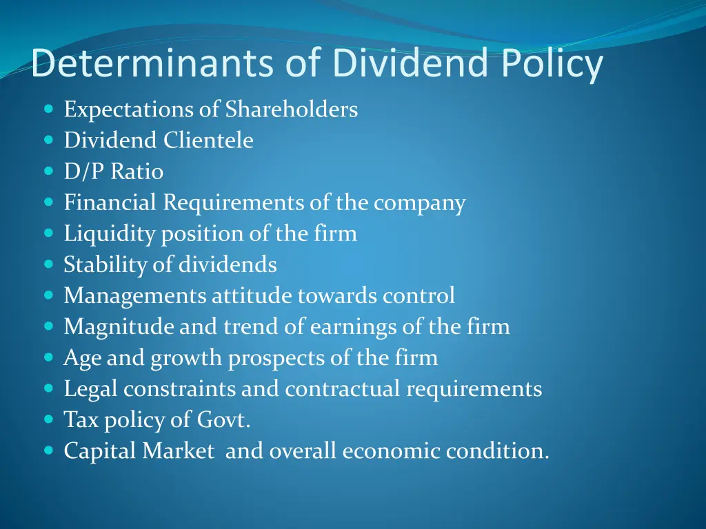 determinants of dividend policy expectations