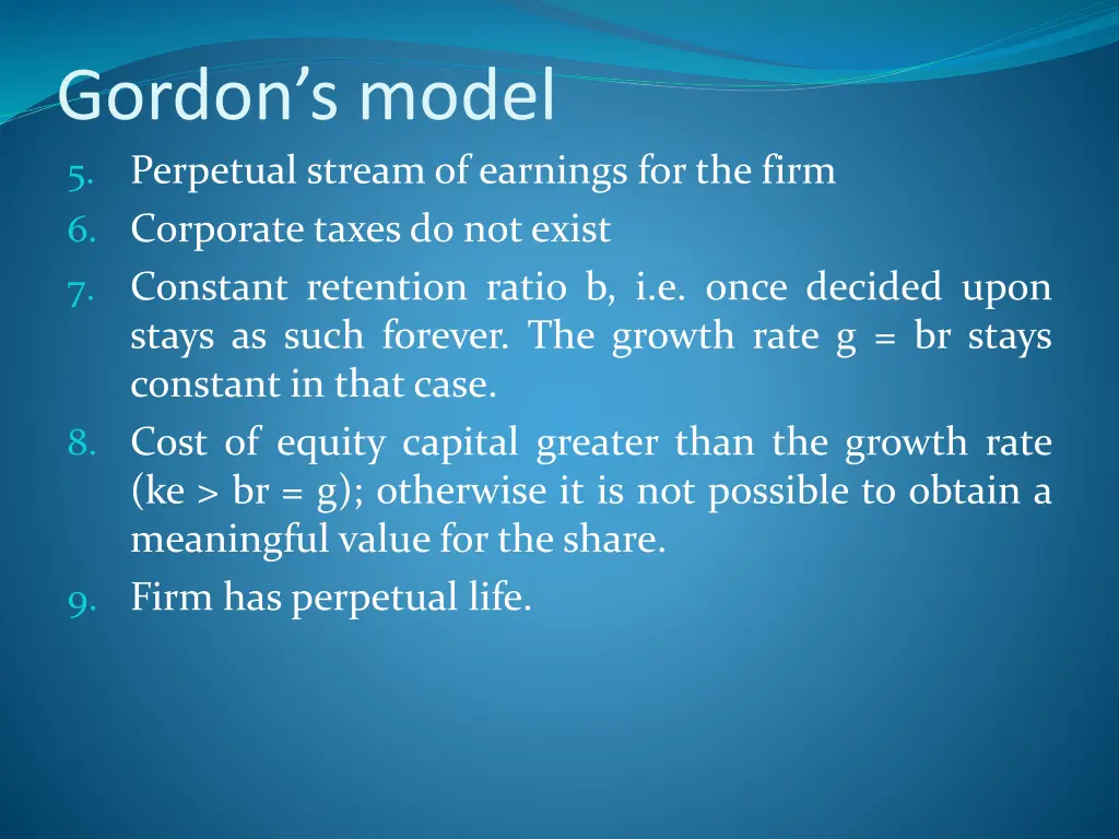 gordon s model 5 perpetual stream of earnings