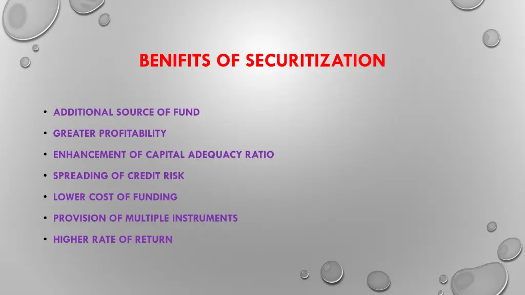 benifits of securitization