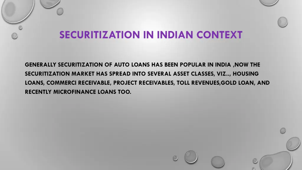 securitization in indian context