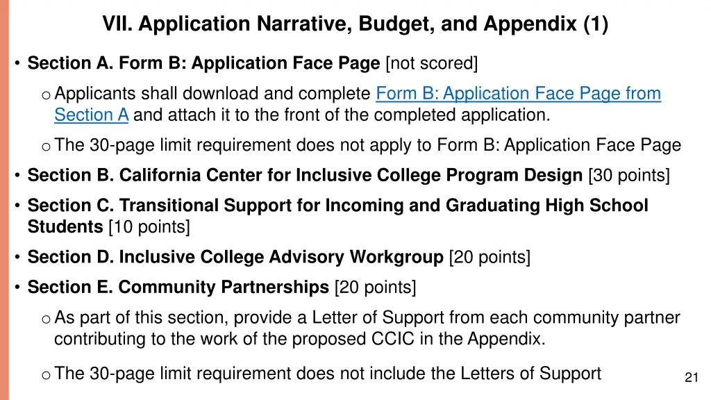vii application narrative budget and appendix 1