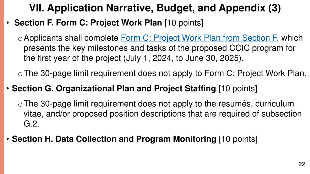 vii application narrative budget and appendix