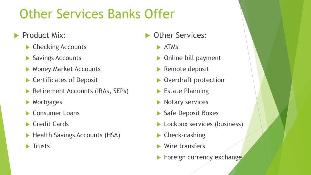 other services banks offer