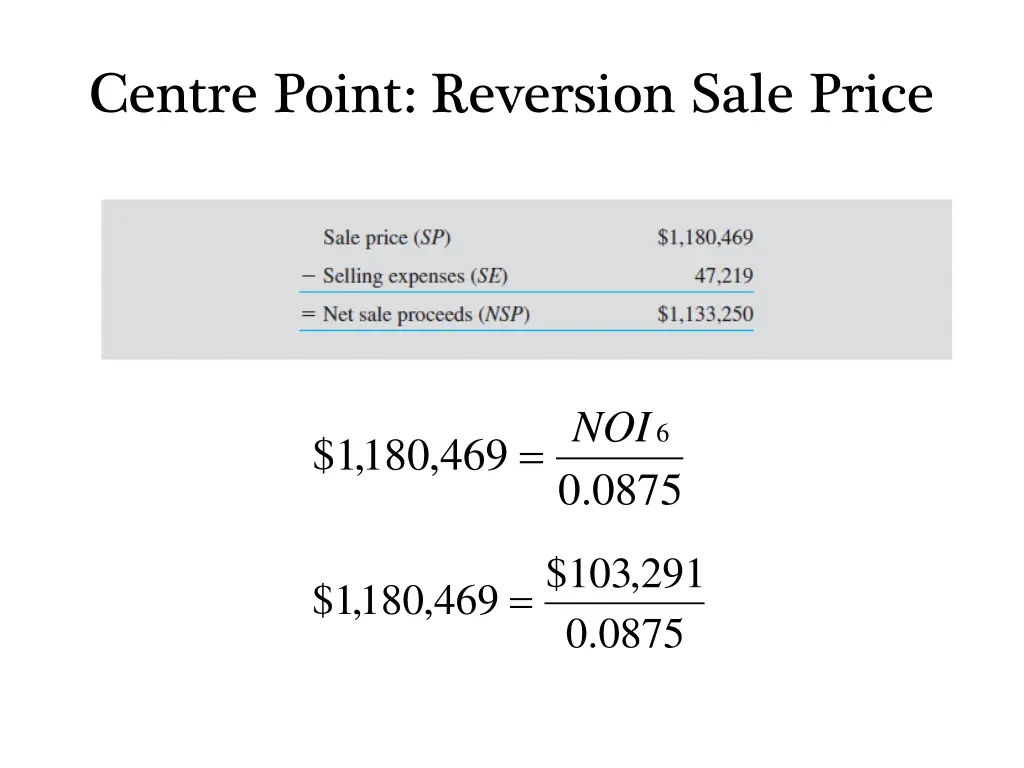 centre point reversion sale price
