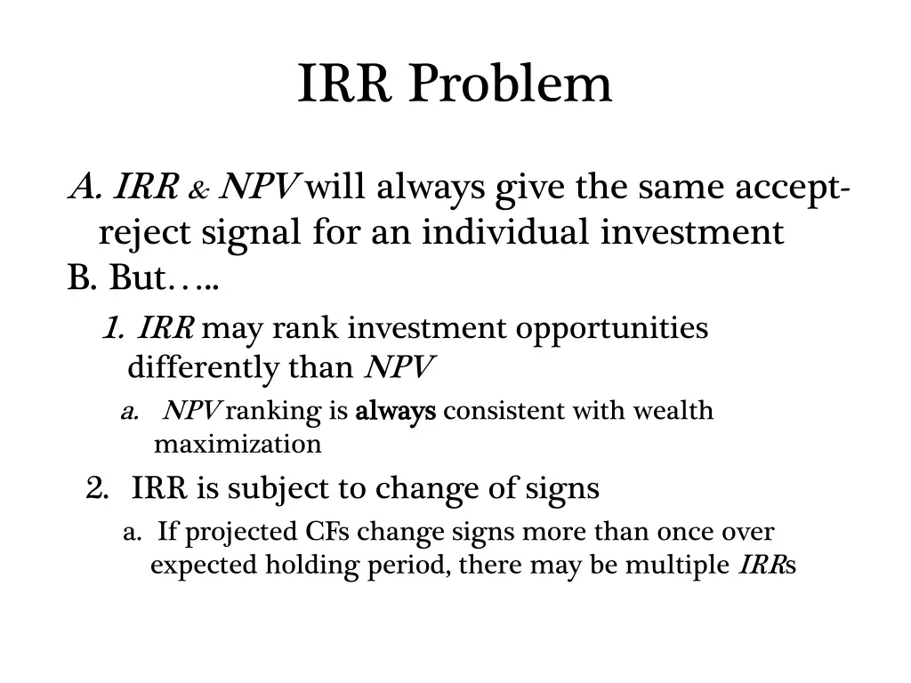 irr problem