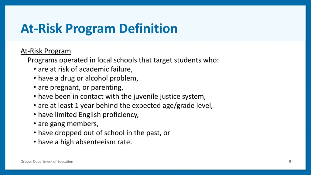 at risk program definition