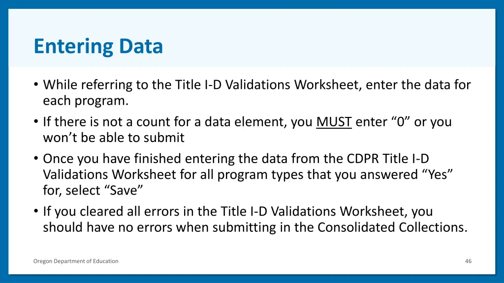 entering data