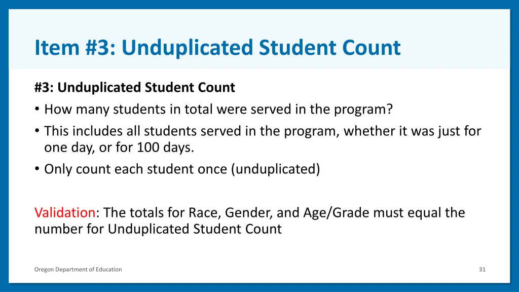 item 3 unduplicated student count
