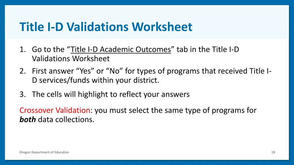 title i d validations worksheet
