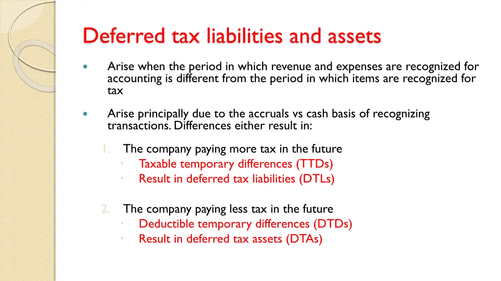 deferred tax liabilities and assets