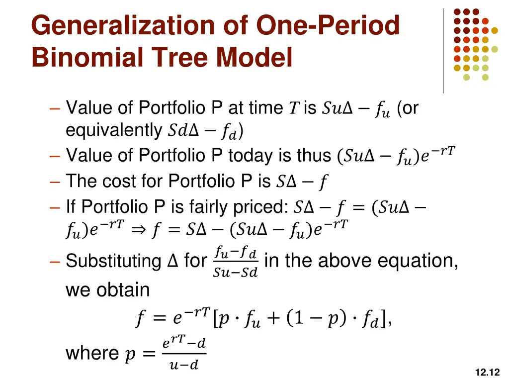 generalization of one period binomial tree model 2