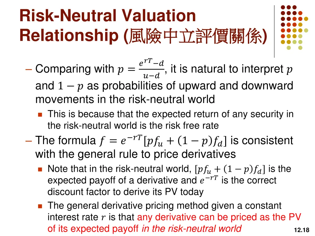 risk neutral valuation relationship 4