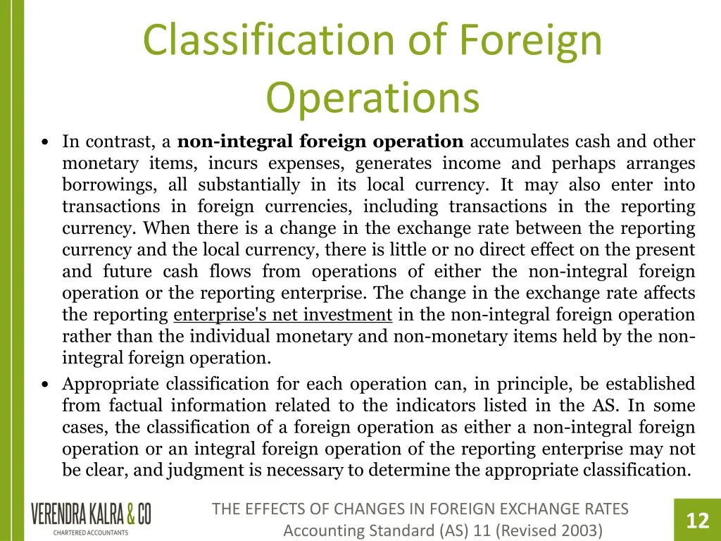 classification of foreign operations in contrast