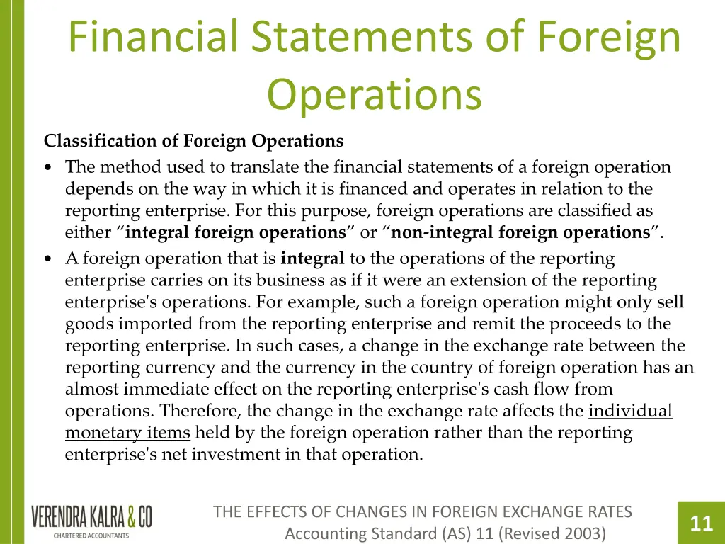 financial statements of foreign operations