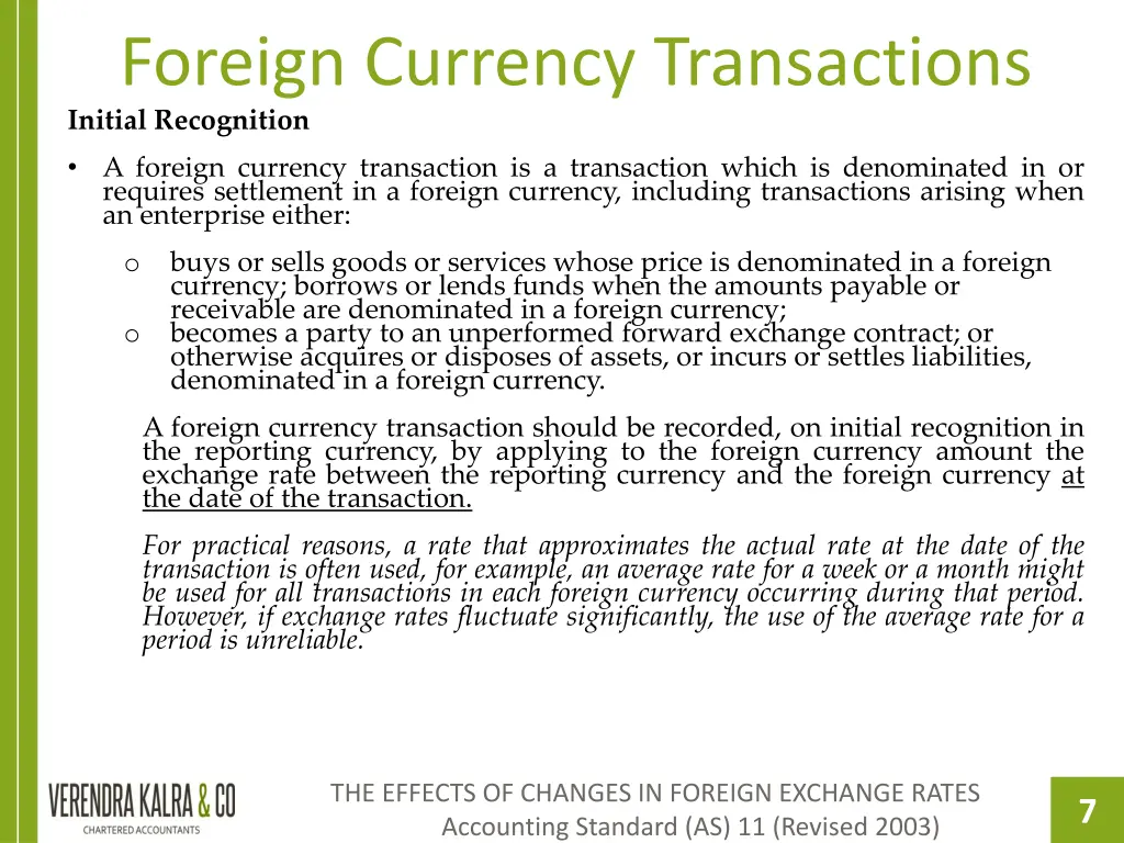 foreign currency transactions initial recognition