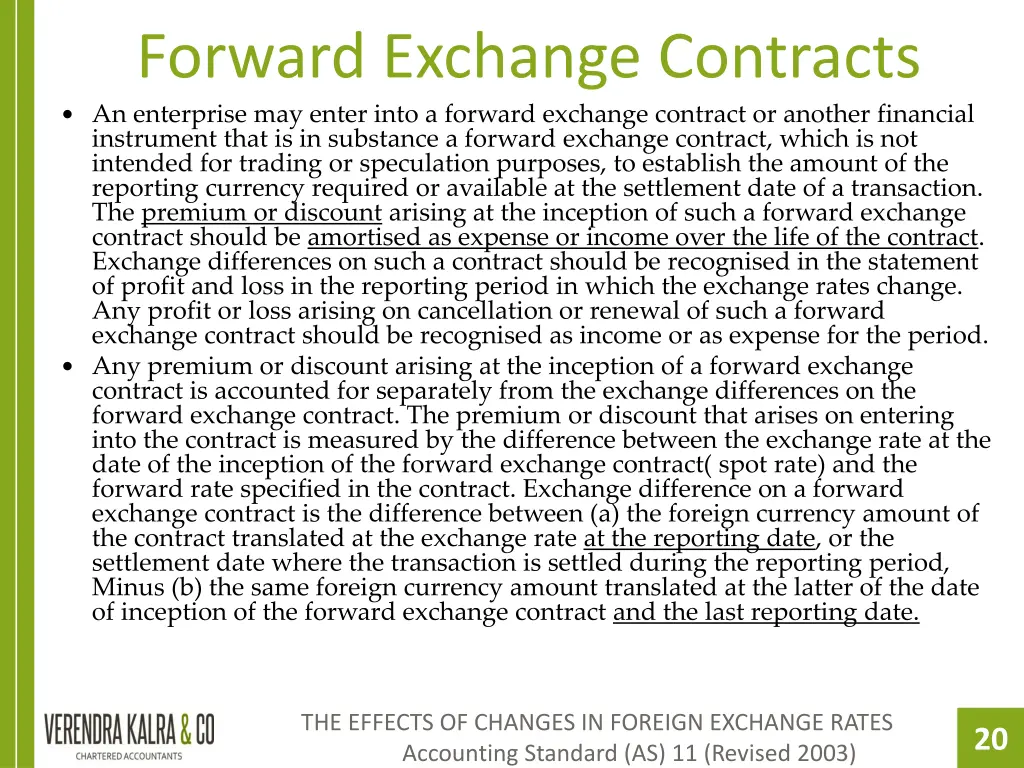 forward exchange contracts an enterprise