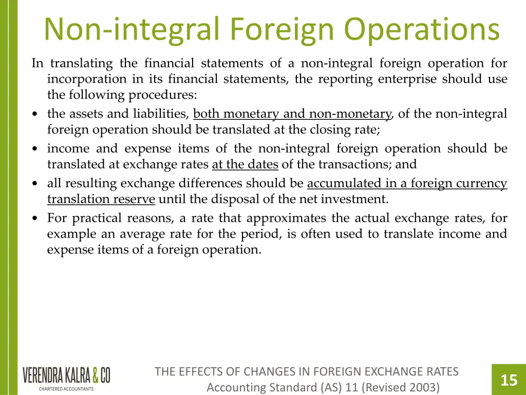 non integral foreign operations