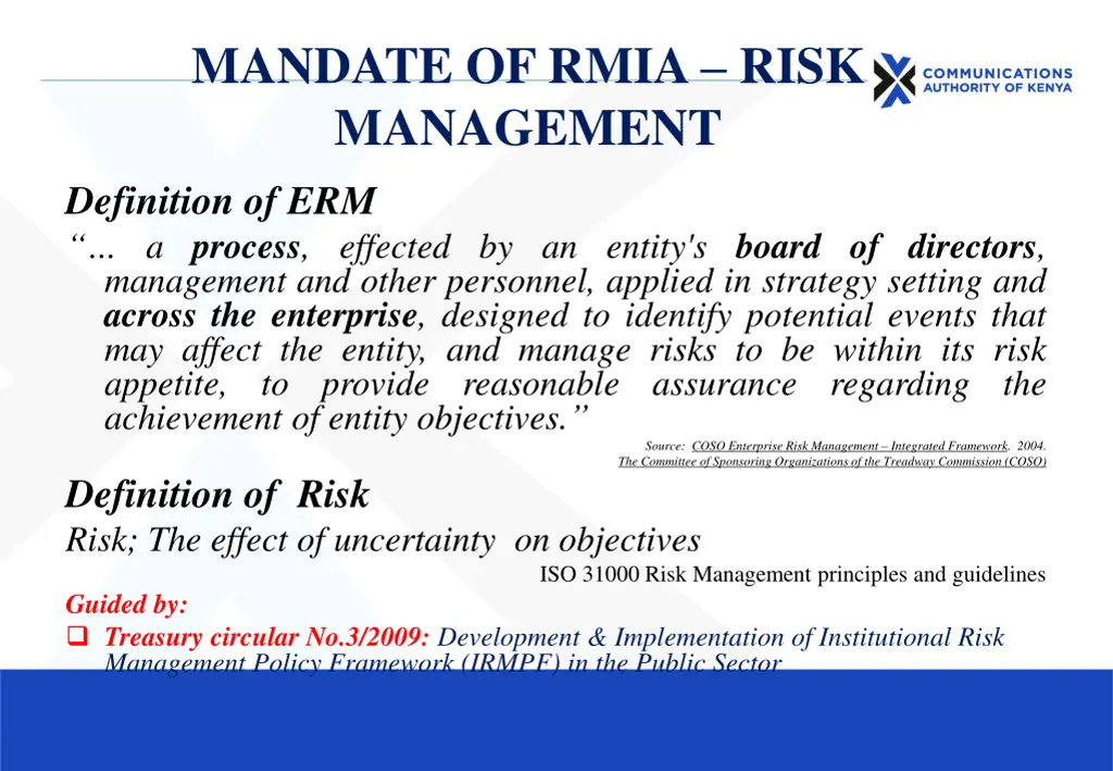 mandate of rmia risk management