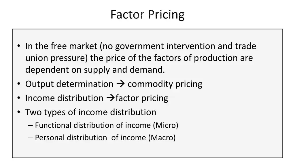 factor pricing